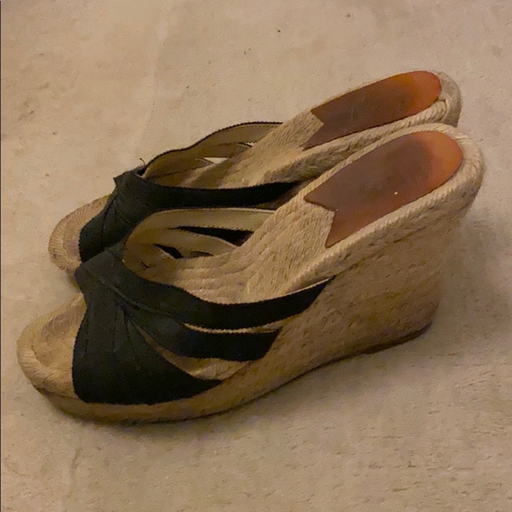 Stubbs and Wootton black summer wedges